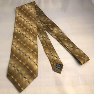 #1205 VTG Z INC BRASS BRASS COLOR WOVEN PRINT SILK NECKTIE 57X4